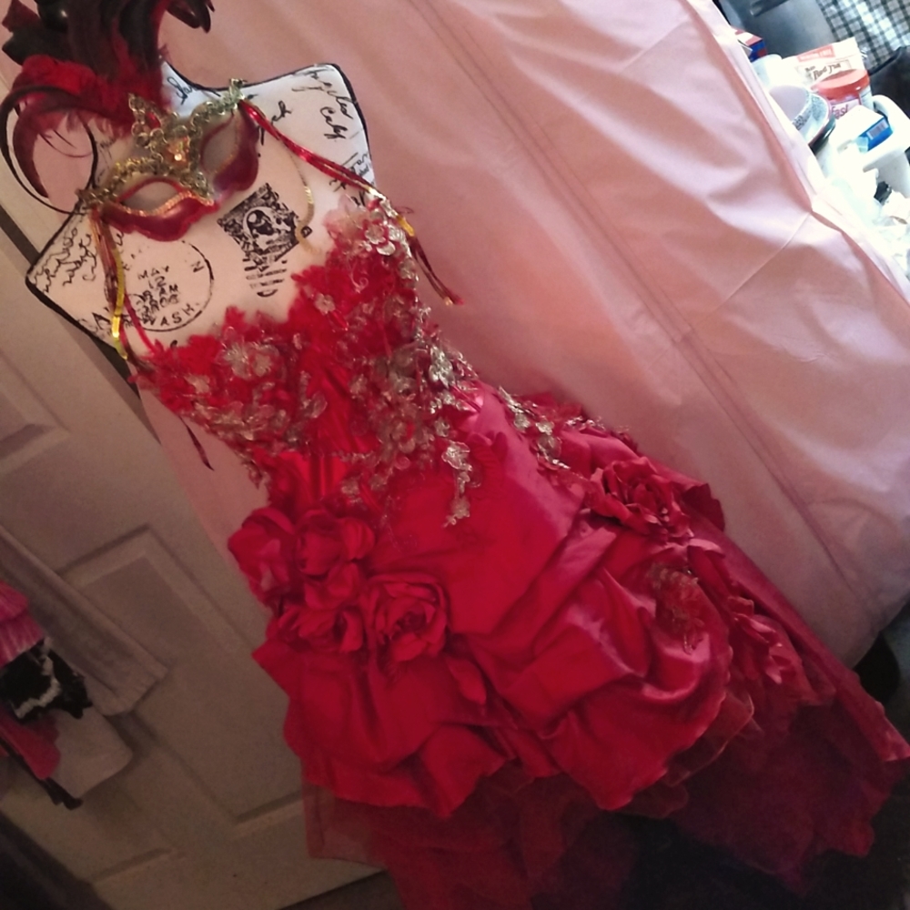 RED NEW Custom corset  4PCS Marie Antoinette Moulin wedding party dress SZ 8/10